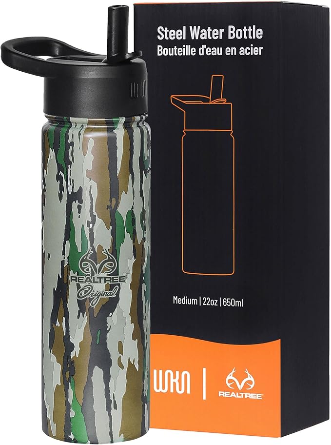 Wildkin Realtree Original 22oz Kids Water Bottle – Leakproof, Vacuum-Insulated, Durable, Easy-Clean