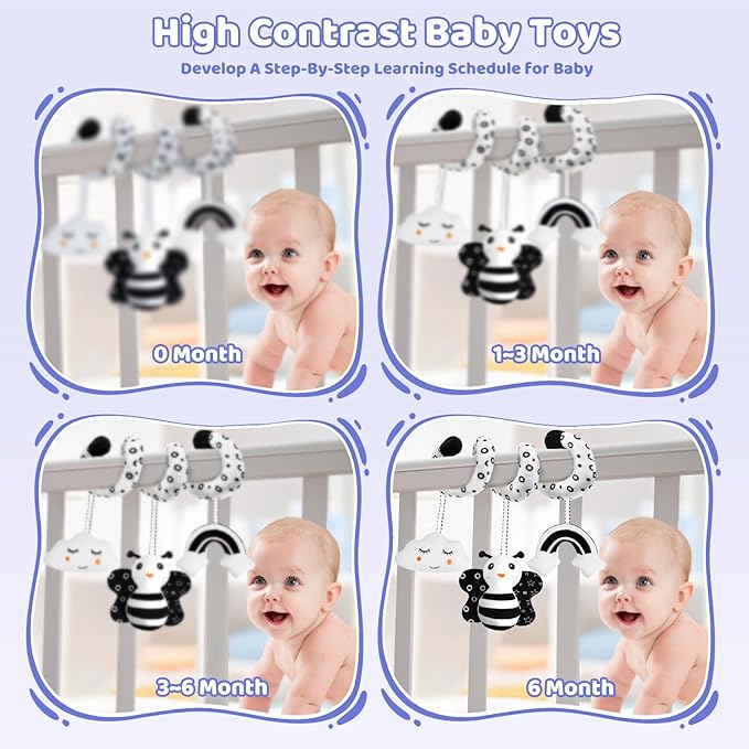 Black and White Sensory Toys for Babies,Montessori Toys for Babies,High Contrast Baby Toys for Toddlers Kids Early Learning Newborn Brain Development Toys Baby Gifts