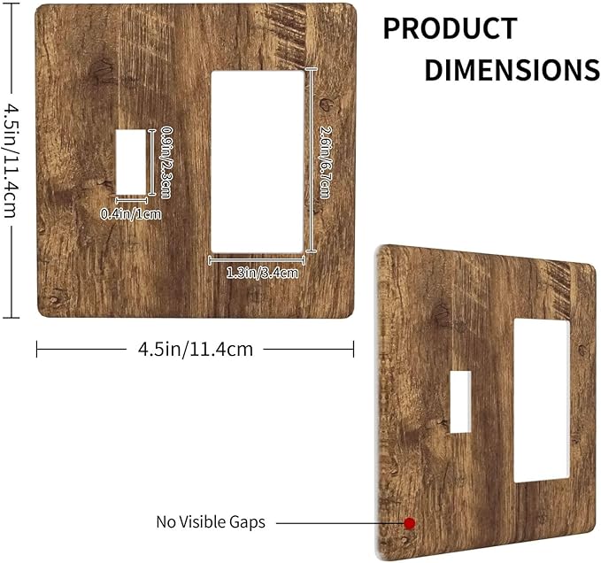Light Switch Cover Plate Rustic Wood Grain Country Vintage Wooden Board 2 Gang Toggle Rocker Combo Wall Plates Decorative Switch Plates and Outlet Covers Socket Cover for Farmhouse Home Decor