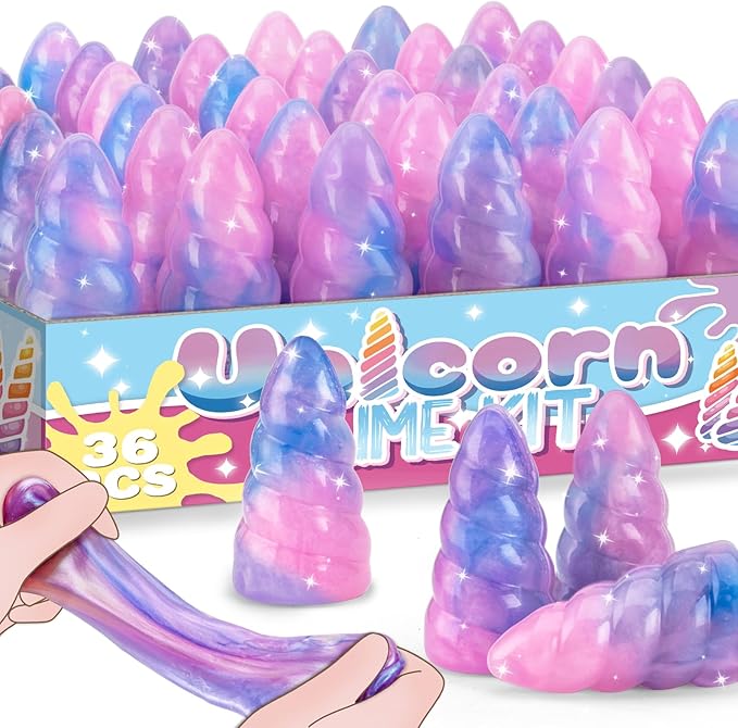 Unicorn Slime Party Favors for Kids, 36 Pack Non-Sticky & Stretchy Unicorn Slime Kit, Birthday Gift, School Classroom Award, Goodie Bags Stuffers, Basket Eggs Filler, Slime Bulk Set for Girls Boys