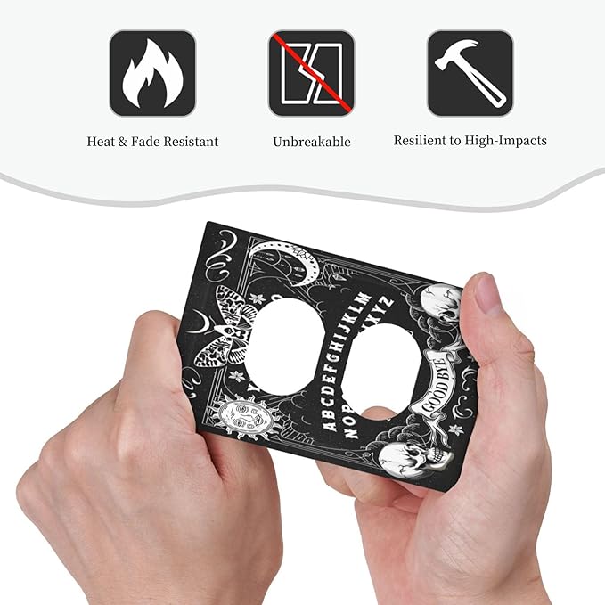 Black Witchy Skeleton Skull Gothic Sun Moon Outlet Covers 1 Gang Duplex Light Switch Cover Decorative Switch Plates Electrical Receptacle Faceplate Wall Plate for Bedroom Living Room Decor