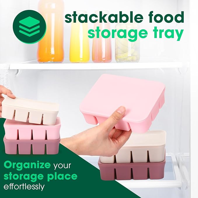 Mimorou 3 Pack Baby Food Freezer Tray with Lids 2.8 oz x 12 Cups Silicone Baby Food Storage Container Ice Cube Freezer Molds for Homemade Vegetable Fruit Purees Snack(12 Cups,Purple, Pink, White)