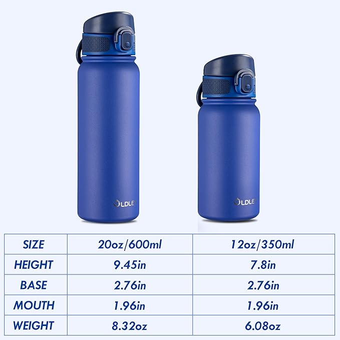 OLDLEY 12oz Kids Water Bottle, Stainless Steel Insulated Water Bottle For Kids, With Straws Leak-proof, Kids Water Bottles For School Boys Girls,Klein Blue