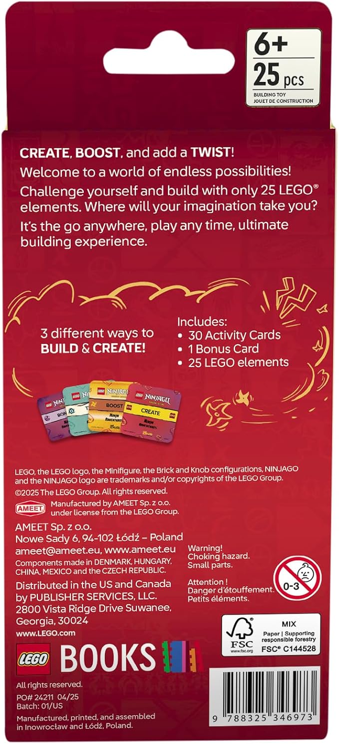 LEGO NINJAGO Recreate Activity Cards – Ninja Adventures | Ninja-Themed Building Game with 30+ Activity Cards & 25 LEGO Elements | Ages 6+