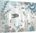 Sea Turtle Octopus Ocean Underwater Animal 3 Gang Light Switch Covers Decorative Unique Triple Toggle Wall Plate Electrical Faceplate Switchplate for Kitchen Bathroom Bedroom Home Decor