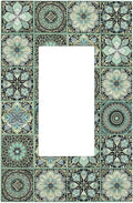 Moroccan Mandala Tile Floral Talavera Tiles Decorative Outlet Covers 1 Gang Single Rocker Light Switch Cover Plate Wall Plates GFCI Faceplate for Bathroom Kitchen Decor