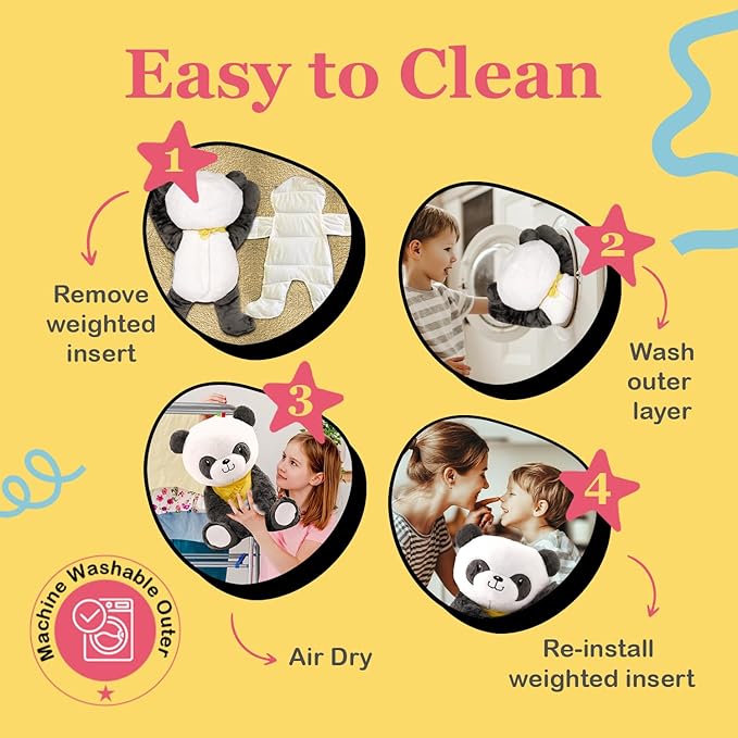 Lilly's Love Weighted Stuffed Animals for Adults & Kids — 5lb Calming Panda Plush for Anxiety, ADHD & Sensory | Machine Washable Weighted Stuffed Animal w/Removable Insert | Pete The Panda