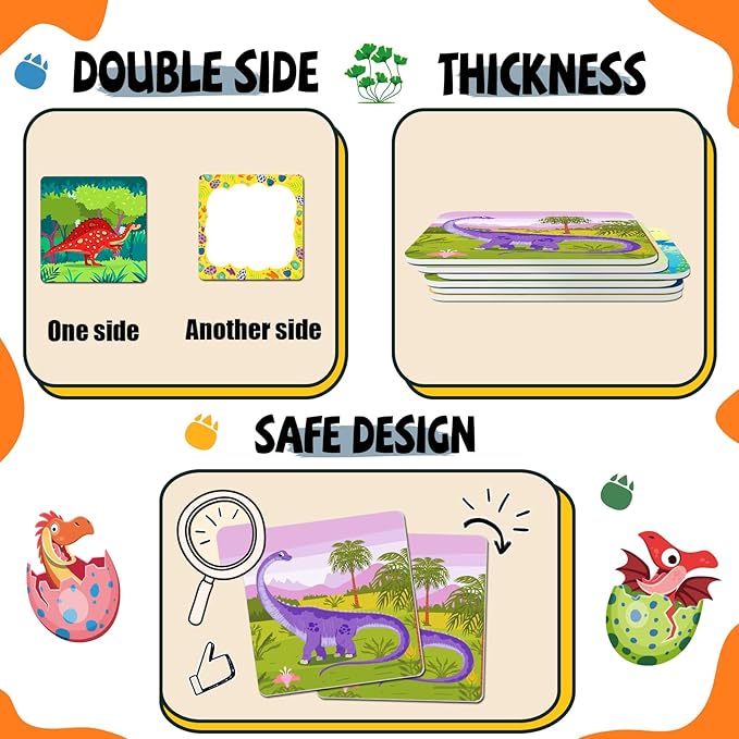 zheyistep 100 PCS Dinosaur Matching Game for Kids Toddlers Memory Game, Toddler Match Dinosaur Games Concentration Card Game for Boys Girls Preschool Learning Activities
