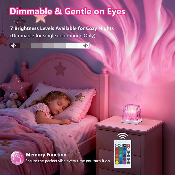 HUMIIEYE Northern Lights Projector, 1800mAh Battery Operated Aurora Night Light Cube, 16 Color, Remote Mood Lighting Galaxy Projector, Trendy Cute Stuff for Kids Teen Girls Gifts Bedroom Room Decor
