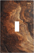 Natural Wood Grain Texture Old Tree Trunk Print Decorative Light Switch Cover 1 Gang Single Toggle Device Electrical Faceplate Switchplates Decorator Outlet Wall Plate for Farmhouse Home Decor