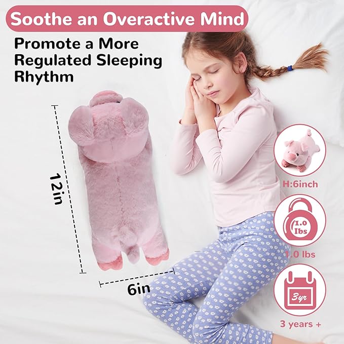 gnomantic Pig Weighted Stuffed Animals - 12 Inch 1.0 Pounds Weighted Plushies Pig - Small Plush Stuffed Animals Pillow - Cute Plush Toys Gifts for Kids & Adults