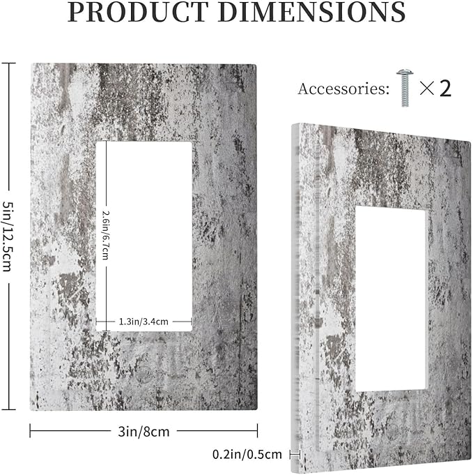 Outlet Covers Gray White Speckled Weathered Concrete Wall 1 Gang Single Rocker Light Switch Cover Plate Decorative GFCI Wallplates Socket Cover Electrical Switch Plate Covers for Bedroom Home