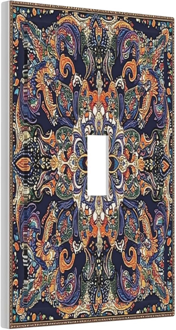 Decorative Light Switch Cover Mandala Petals Retro Flowers 1 Gang Single Toggle Device Electrical Faceplate Switchplates Decorator Outlet Wall Plate For Bed Room Home Decor