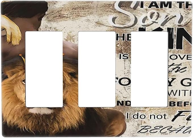 Quotes African Man Afro Lion 3 Gang Triple Rocker/Decora Light Switch Wall Plate Cover Decorative Electrical Faceplate Switchplate for Bathroom Living Room Decor