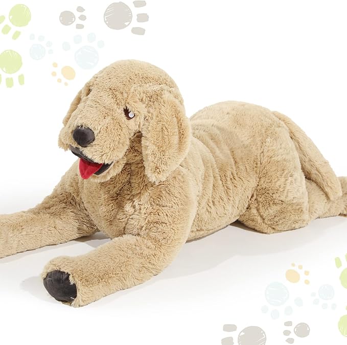 Geosar 39.4" Dog Stuffed Animals Plush, Soft Cuddly Golden Retriever Plush Toys, Large Stuffed Dog Hugging Pillow Gifts for Valentines Kids Girls Boys Birthday