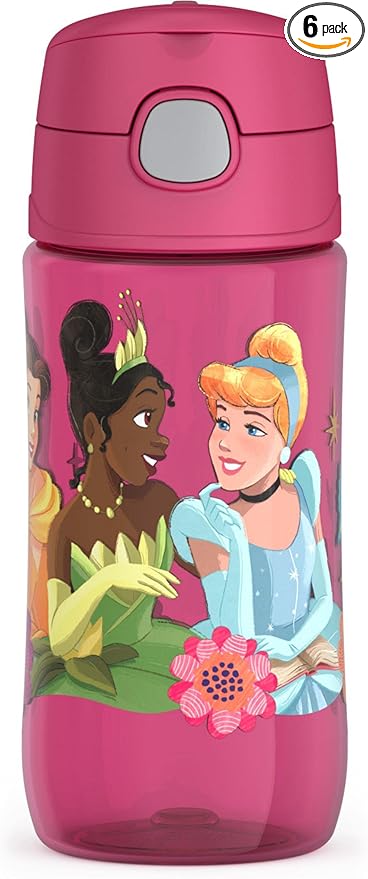 THERMOS FUNTAINER 16 Ounce Plastic Hydration Bottle with Spout, PRINCESS (Pack of 6)
