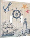 Nautical Sailboat Beach Anchor Pirate Beacon Ocean Double Toggle Light Switch Covers Decorative 2 Gang Wall Plate Electrical Faceplate Switchplate for Farmhouse Bathroom Bedroom Living Room Decor