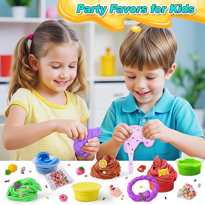 50 Pack Butter Slime Kit for Kids, Slime Toys for Boys & Girls, DIY Slime Toy for Party Favor, Soft and Non-Sticky, Birthday Easter Gifts Prize for Girl Boys Kids 6 7 8 9 10 11 12
