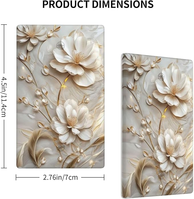 Decorative Art Light Switch Covers Elegant White and Gold Florals 1 Gang No Device Blank Switchplate Electrical Faceplate for Home Decor