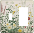 Rustic Wildflower Green Plants Daisy Floral Outlet Covers 1 Toggle 1 Rocker Combination Decorative Wall Plate Electrical Switch Plates Light Switch Cover Plate For Farmhouse Bed Room Decor