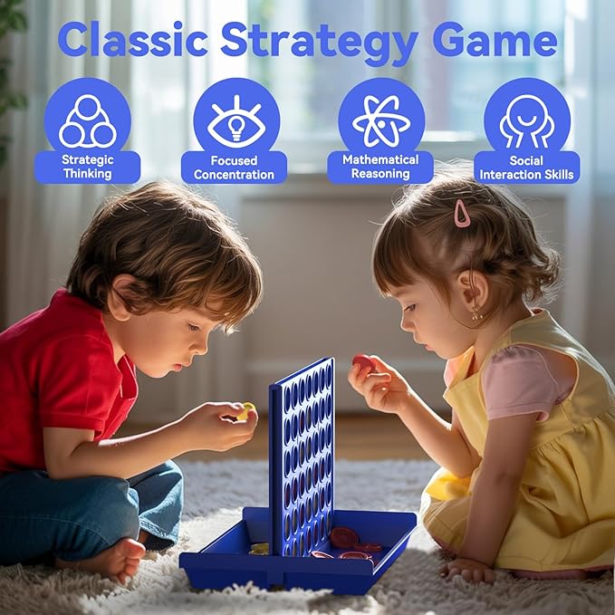 Pup Go Standard Size 4 in a Row Board Games for Kids Ages 3 for Boys Girls Teens, Classic Family Game Educational Toy, Portable 2-Player Strategy Games, 6 Spare Discs Included