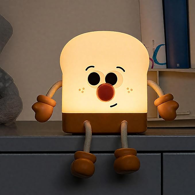 Toast Night Light for Kids, Rechargeable Bedside Table Lamp, Portable Night Lamps, Cute Nursery Night Lights for Bedroom, Office, Desk Lamp Funny Gifts for Baby, Teens, Adults
