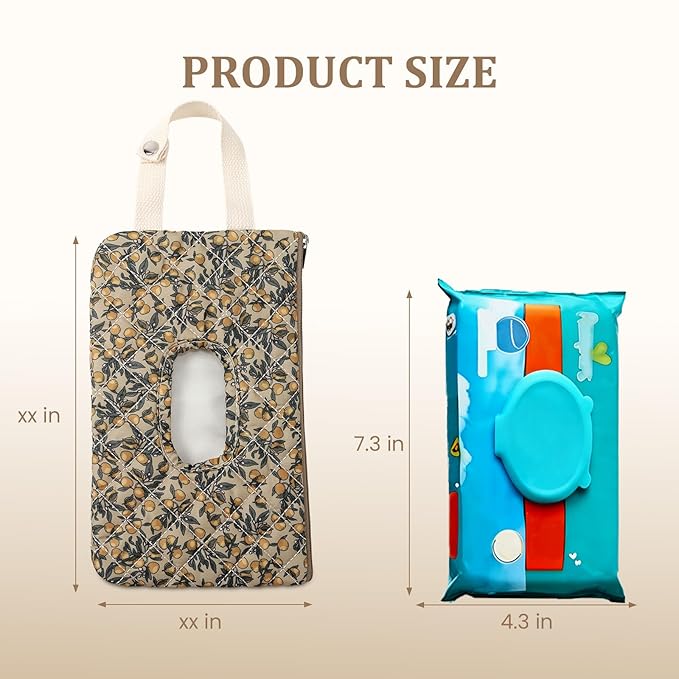 Quilted Baby Diaper and Wipes Pouch Portable Mommy Bag for Stroller Reusable Wipes Pouch with Lanyard for Casual Travel (Green)