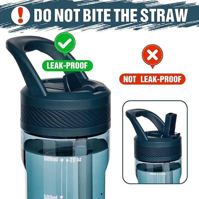 OLDLEY 20 kids Water Bottle with Straw,Tritan BPA-Free,Leak-Proof Design for Travel, Home, School, (Midnight Blue)