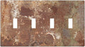 Light Switch Covers Shabby Old Aged Rusty Antique Brass Metal Quad Toggle Electrical Faceplate 4 Gang Wall Plate Decorative Switch Plates For Farmhouse Cabin Decor