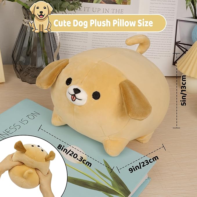 Dog Plush Pillow,8inch Puppy Stuffed Animal Toy,Cute Soft Labradoodle Plushie Hugging Pillow Valentine Christmas Birthday Gifts for Kids Girlfriend Boyfriend