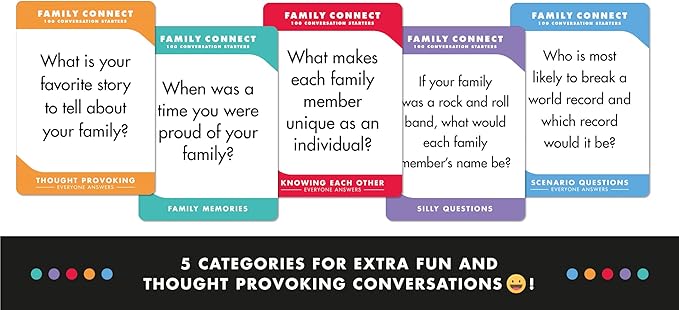 100 Conversation Cards for Kids - Engaging Questions & Conversation Starters - Family Card Games to Strengthen Parent-Child Relationship - Meaningful Topics for Dinner Table, Game Nights or Road Trips