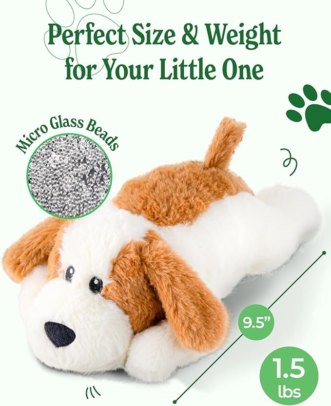 Heatable Weighted Plush Puppy Dog – Cozy Comfort & Security, Soothing Stuffed Animal for Kids & Toddlers, Compact 1.5 lbs – Perfect for Cuddles!