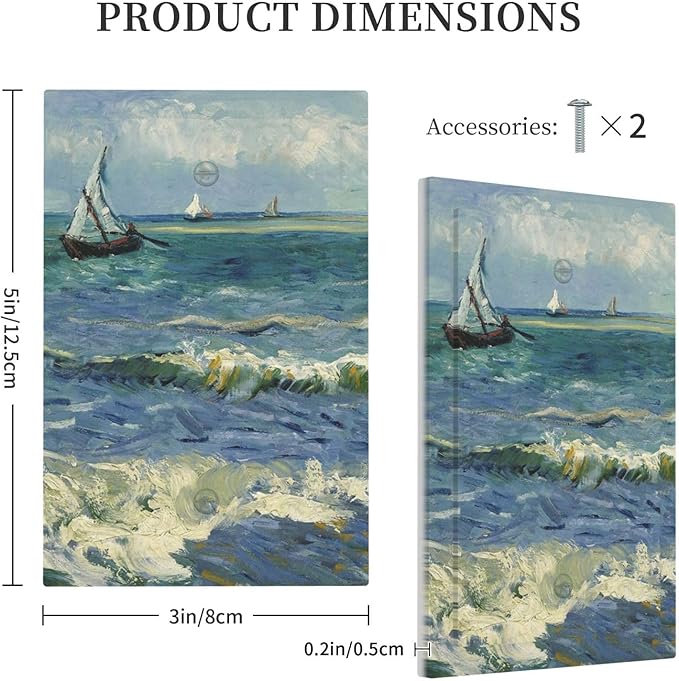 Nautical Ocean Waves Sailboat Painting Blue Sky Light Switch Cover Plate 1 Gang No Device Blank Electrical Wall Plates Faceplate Decorative Switch Plate Covers for Bathroom Bedroom Decor