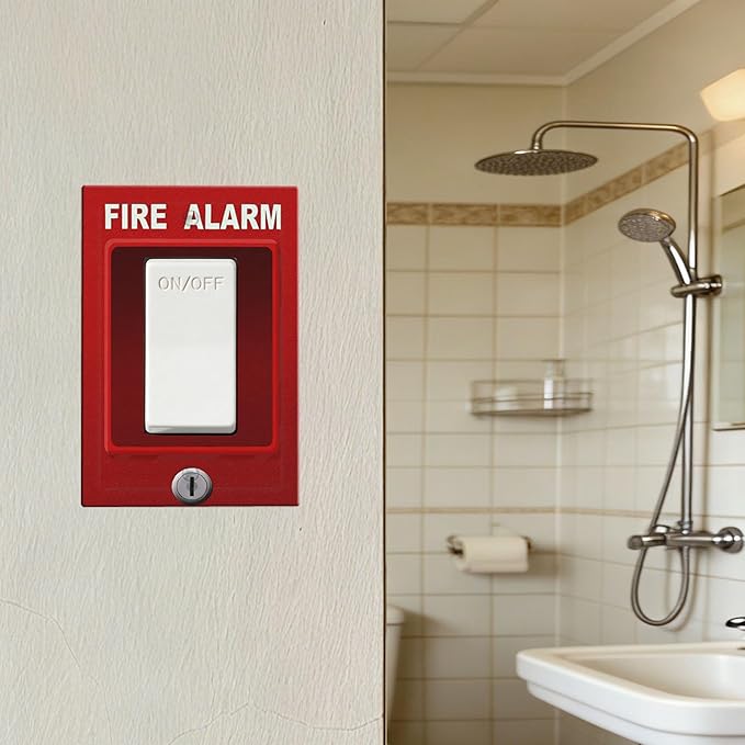 Novelty Fire Alarm Prank Single Rocker Switch Cover - 1-Gang Standard US Size Fire Station Themed Light Switch Covers for Game Room Decor