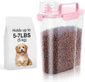 LEAWALK 5-7Lbs Dog Cat Food Storage Container with Upgraded Large Nozzle BPA-free, 4 Snap Seals Plastic Pet Food Storage Containers with Handles (Light Pink, 5L-1pack)