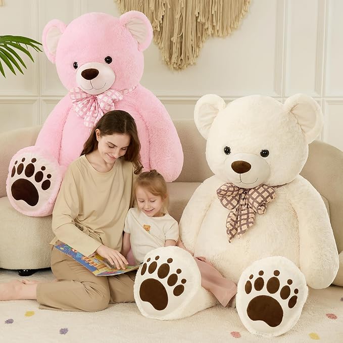 MorisMos 5 FT Big Teddy Bear, 5 Feet Huge Teddy Bears Stuffed Animals for Girlfriend Wife, Cuddly Gift Life Size Bear on Valentines Birthday, 59 Inch, White