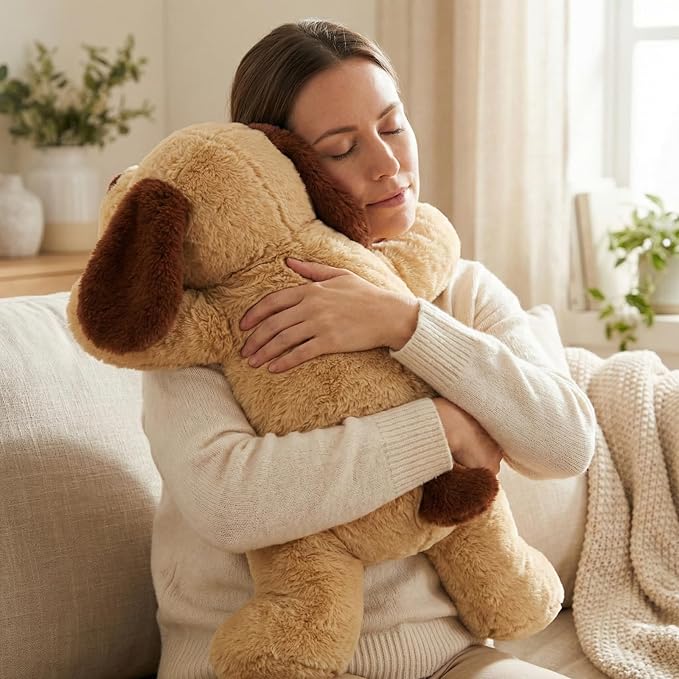 WEIGEDU Large Weighted Puppy Dog Stuffed Animal Plush Toy for Kids and Adults with Embroidered Eyes and Removable Weight Pack - 28 Inches, 5 lbs
