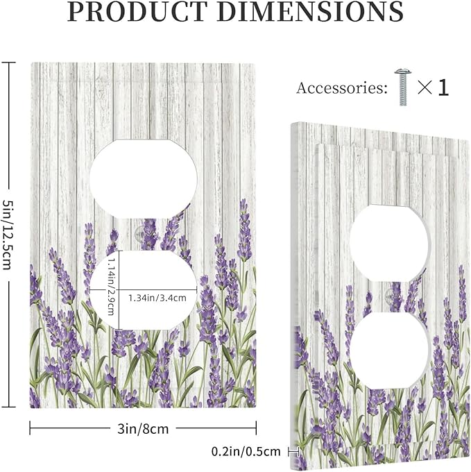 Rustic Wooden Plank Lavender 1 Gang Wall Plate Single Duplex Outlet Cover Receptacle Decorative Light Switch Cover Plate Electrical Faceplate Socket for Bedroom Bathroom Kitchen Decor