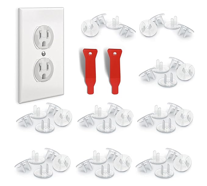 BABY PROOF ME 48 Pack Outlet Covers Baby Proofing, Provide Shock Prevention and Easy Installation, Safe and Secure Plastic Plug Covers for Power Sockets (48 Outlet Covers)