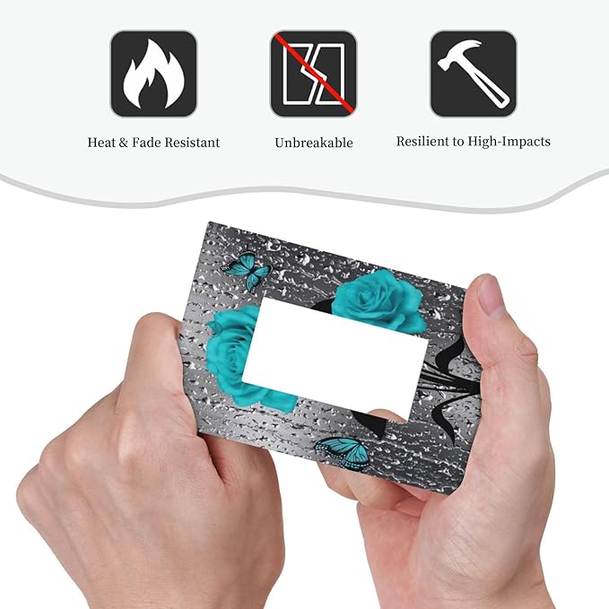 Romantic Aqua Teal Blue Raindrop Floral Rose Flower 1 Gang Single Decorator/Rocker Light Switch GFCI Wall Plate Women Lady Girl Lovely Electrical Device Receptacle Face Plug Outlet Cover for Dimmers