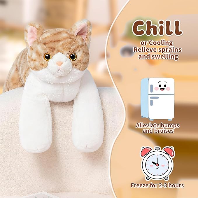 SNOWOLF Weighted Stuffed Animals Cat, Plushies Orange Cat, Cat Plush Toy with Himalayan Salt for Warmth & Comfort, Cute Soft Kitten Doll Gift for Boys, Girls, Women, 1.5 LBs