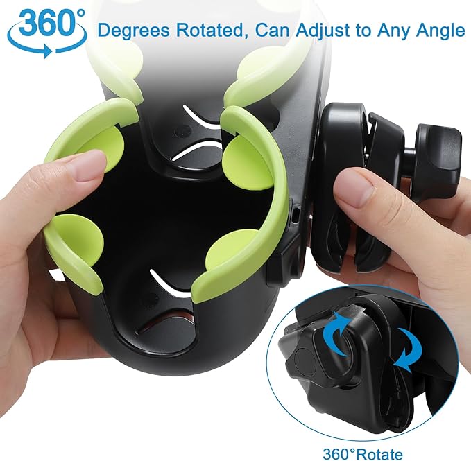 Accmor Stroller Cup Holder with Phone Holder, Bike Cup Holder, Universal Cup Holder for Uppababy Nuna Doona Strollers, 2-in-1 Cup Phone Holder for Stroller Bike Accessory