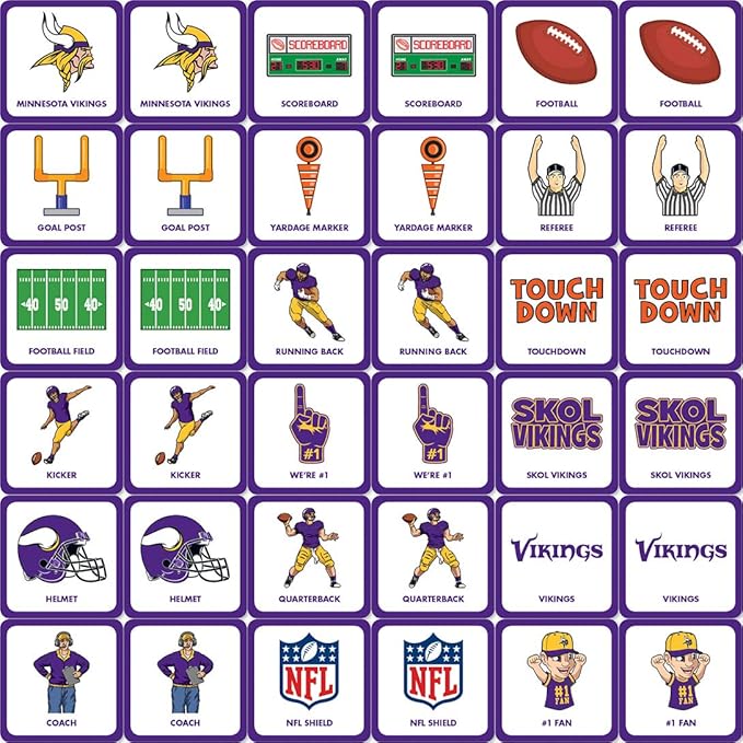 MasterPieces Officially Licensed NFL Minnesota Vikings Picture Matching Card Game for Kids and Families
