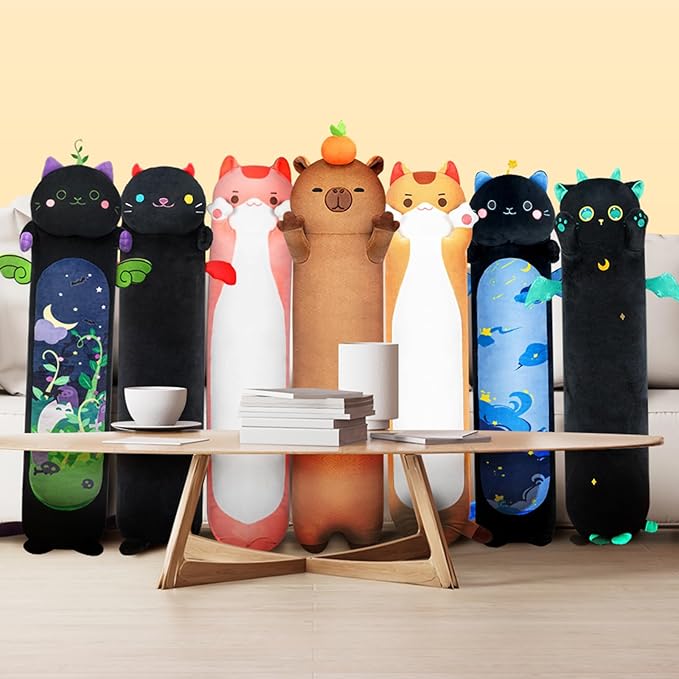 Mewaii Long Capybara Body Pillow Plush 5 Sizes, 120% Extra Filling Giant Plushness Kids Body Pillow, Kawaii Cute Capybara Capibara Stuffed Animals Plushies, Big Long Body Pillow Gift for Girls 20”