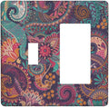 Mandala Boho Paisley Purple Floral Colorful Flower Outlet Covers 1 Toggle 1 Rocker Combination Decorative Wall Plate Electrical Switch Plates Light Switch Cover Plate for Home Bedroom Decor