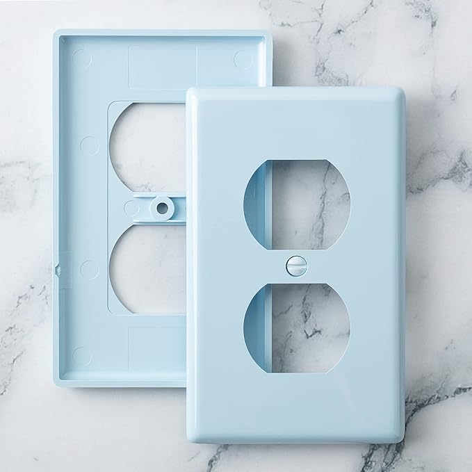 Bates- Duplex Receptacle Wall Plates, 2 Pack, Blue Electrical Outlet Cover Plates, Electric Outlet Cover, Wall Outlet Cover, Outlet Plate, Outlet Wall Plate, Wall Outlet Cover Plate