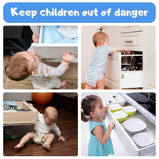 8 Pack Cabinet Door Locks for Baby Proof and Child Safety Cabinet Locks with Adhesive Childproof Door Latch Child Safety Locks for Kitchen Drawer Cupboards Fridge Closet Pantry
