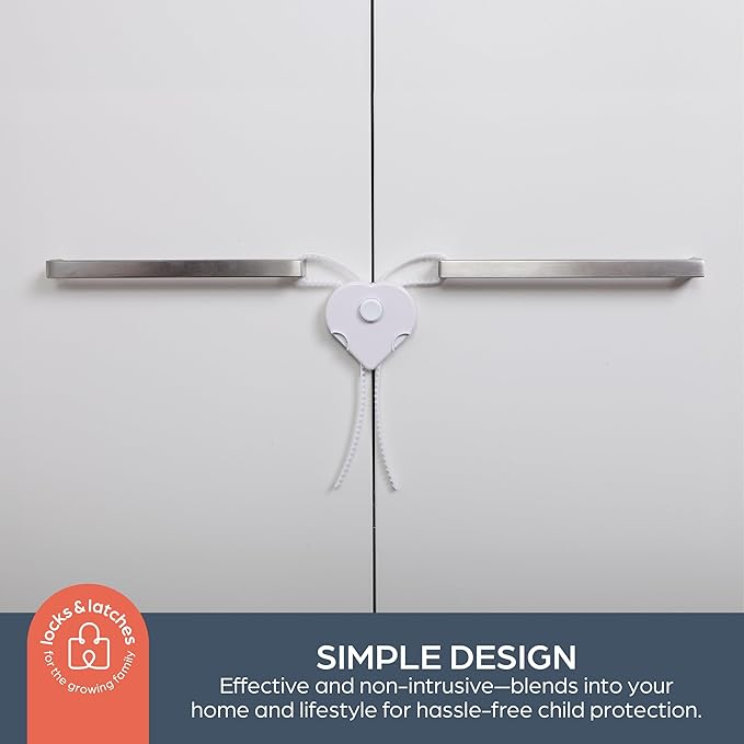 Dreambaby Flexi Lock - Cabinet & Drawer Handle Locks - Cabinet Safety Straps - with Multi-Touch Release System - White - 2 Count (Pack of 1) - Model L185