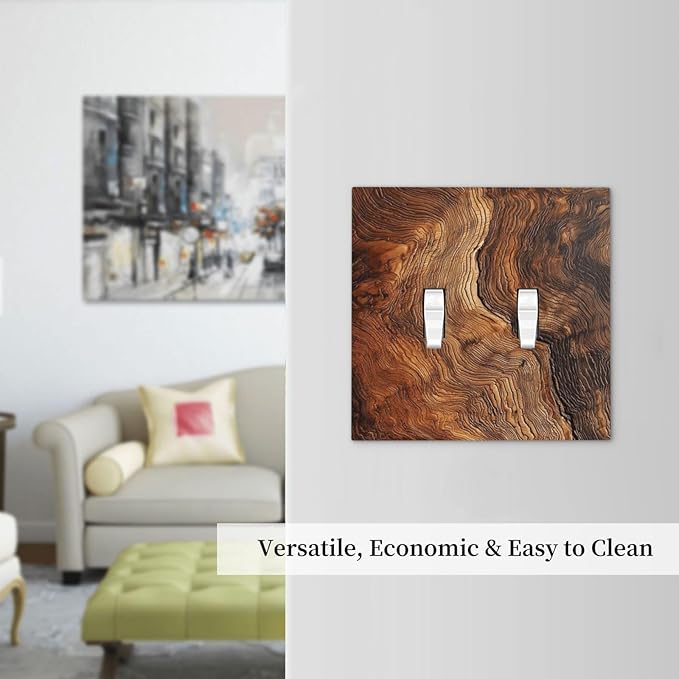 Natural Wood Grain Texture Old Tree Trunk Print Decorative Switch Plates 2 Gang Double Toggle Outlet Light Switch Cover Wall Plate Electrical Faceplate for Farmhouse Home Decor
