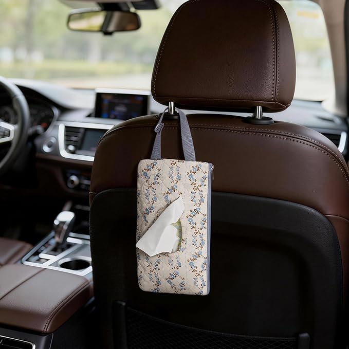 Quilted Baby Wipe Holder Quilted Wipe Pouch Portable Hanging Floral Wet Wipes Bag for Car, Stroller